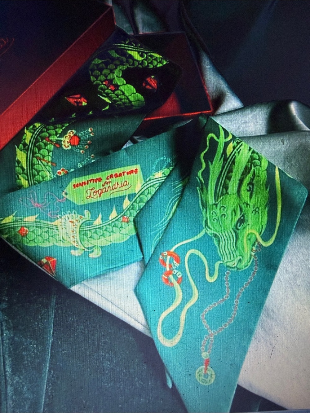 NWT Logandria Jade Dragon Silk Scarf
